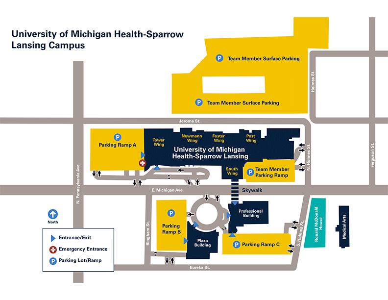UM Health-Sparrow Lansing Campus Map