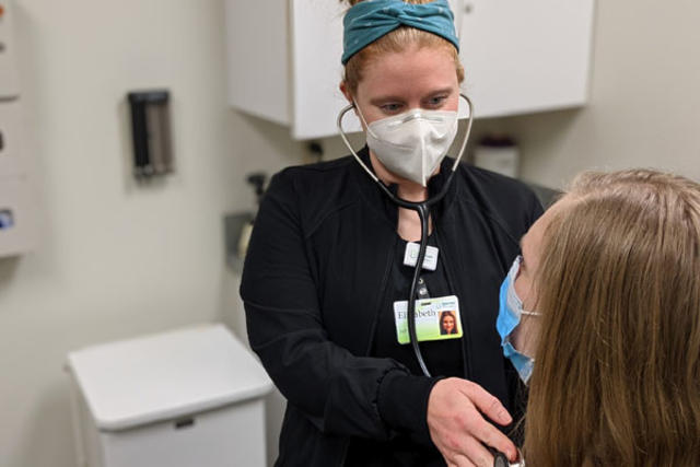 NP Elizabeth McDowell with Patient