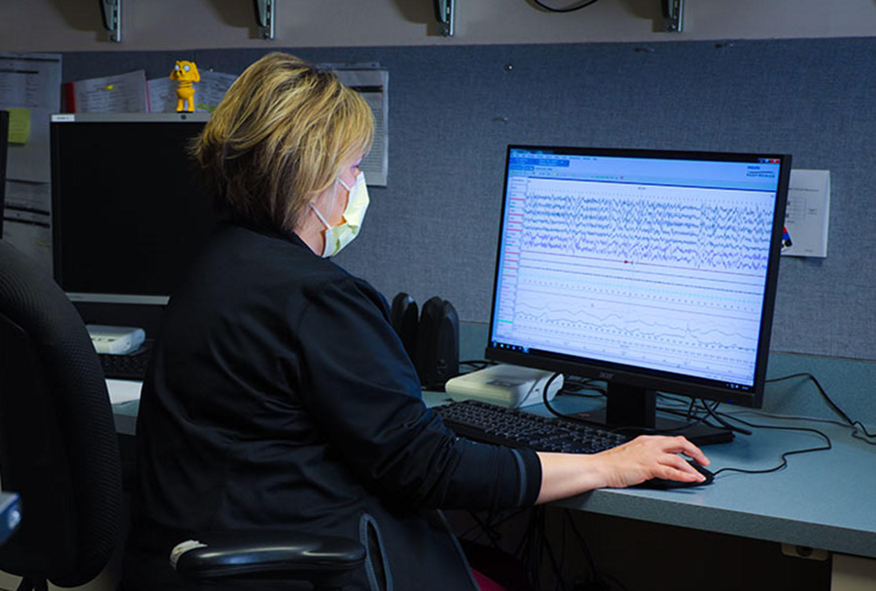 Sleep Center Staff looking at patient sleep patterns 